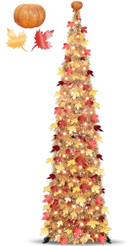 Pumpkin & Fall Decor - 5FT Pop Up Fall Tree with Lights Battery Operated