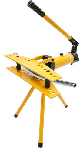Dobladora de tubos hidráulica manual de 10 toneladas, dobladora de tuberías hidráulica hasta 90° con 6 troqueles para tubos de metal con herramienta de diámetro de tubería de 13-34 m, máquina