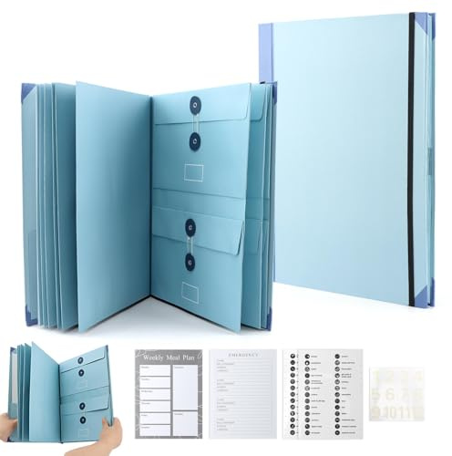 Organiseur de documents avec étiquettes, dossiers folio avec enveloppes, classeurs d'urgence pour documents importants, certificats de naissance, passeports, fournitures de bureau à domicile (couleur