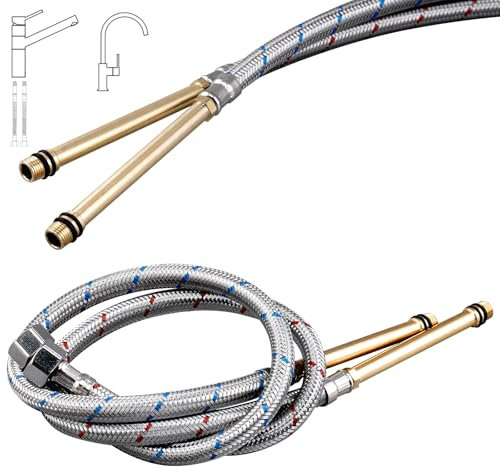 DMOZMSY Wasserhahn Anschlussschlauch Armatur Wasserhahn Schlauch Flexschlauch Armatur 1/2 Zoll 60cm Panzerschlauch Küche Verlängerung Verbindungsschlauch Wasserzulauf Schläuche Für Mischbatterie