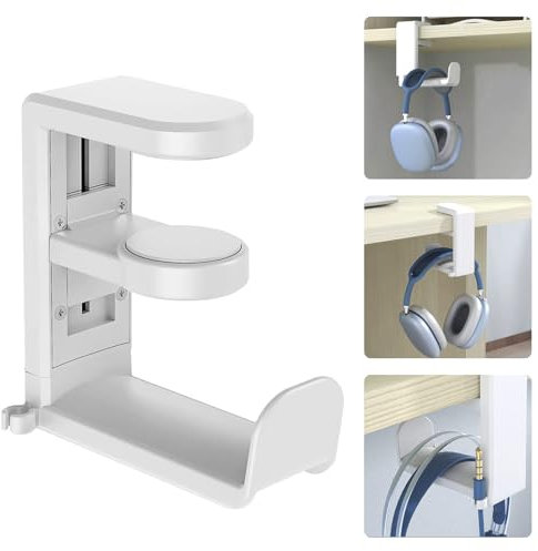 Noekye Headset Kopfhörer Headphone Halterung Ständer Halter Stand Kopfhörerständer Kopfhörerhalter Headsethalter Unter Tisch Schreibtisch Büro Organizer Zubehör Weiß