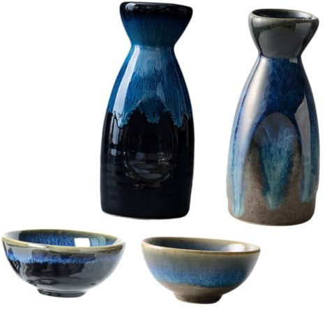 CIYODO Portabottiglie Sake in Ceramica Creativa Stile Giapponese Contenitori Vino Retro Senza Sostanze Nocive Per Uso Domestico Bicchieri Tazze Vino Assortiti