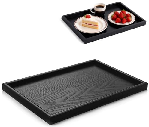 32x20x2cm Holz Tablett Rechteckig Groß Küchentablett Natürlichem Serviertablett Anti-Bakteriell Anti-Schimmel für Verschiedene Artikel