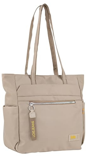 Lois - Bolso Shopper Mujer Espacioso y Elegante Bolso Hombro Mujer Casual Moderno. Shopper para Oficina Diario y Viajes Ideal, Beige
