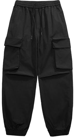 Baggy Cargo byxor för män Joggingbyxor med dragsko Casual joggingbyxor Avsmalnande träningsbyxor Loose Fit byxor med ficka