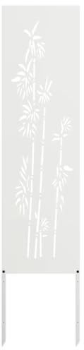 vidaXL Garten Sichtschutz-Leinwand Floral Weiß 32 x 140 cm, Garten und Terrasse, Rechteckig, Moderner Sichtschutz, Dekorative Einlagen, Außenscreen, Patio Akzent, Funktionale Trennwand