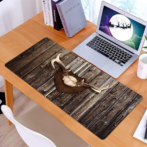 KDWJS Tapis de Souris XXL Speed Gaming - 90x40 cm - Base en Caoutchouc antidérapant Extended - Améliore la précision et la Vitesse - Maison Rustique, Chalet, cabane, Mur avec Bois, pavillon de Chasse