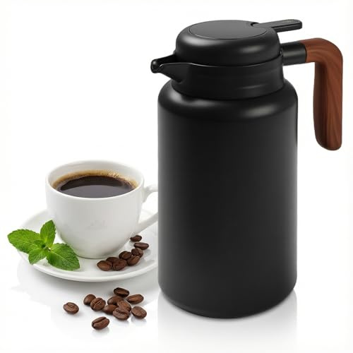 Kryndle 1.6L Thermal Coffee Pot, Double Wall Vacuum Insulation Coffee Jug, Stainless Steel Thermal Teapot, for Hot and Cold Beverages, Coffee, Tea