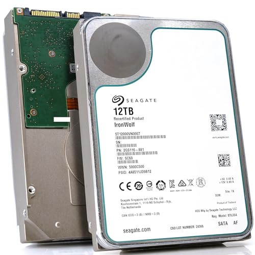 Seagate IronWolf 12TB ST12000VN0007 Interne NAS Festplatte 3,5 Zoll HDD SATA3, 7200RPM, 256MB Cache (Ricondizionato)