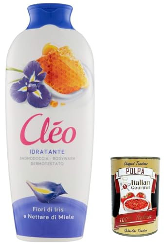 Cléo- Bagnoschiuma Idratante Fiori di Iris e Nettare di Miele, Bagno Schiuma Profumato Elasticizzante Riequilibrante Detergente Delicato per Pelle Morbida, Bagnodoccia Dermatologicamente Testato 750ml