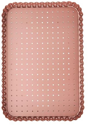 Wiltshire Teglia rettangolare per quiche e crostate color oro rosa, senza PFOA PTFE, teglia da forno in fogli perforati, grande stampo per pasticceria con base rimovibile, antiaderente, 31,5 x 21,5 x
