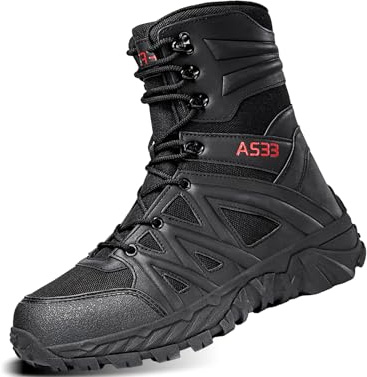 IYVW 5.AA 8810 Stivali invernali da uomo, impermeabili, foderati in pelliccia, caldi stivali da neve, antiscivolo, da trekking, trekking, camminate, scarpe alte nero 41 EU