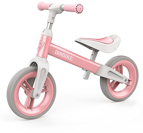 Bobike Toddler Balance Bike Toys for 1 to 3 Year Old Girls Boys Adjustable Seat and Handlebar No-Pedal Training Bike Best Gifts for Kids (Pink)