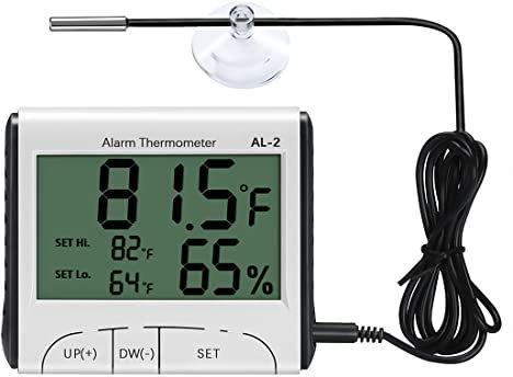 LXSZRPH Reptile Thermometer Hygrometer with High Low Temperature Alarm Digital Temperature Humidity Meter Gauge for Terrariums, Vivariums, Reptile Tanks (1)