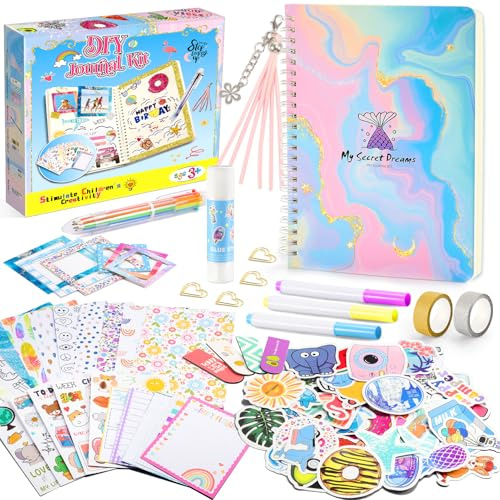 Anginne Regalo Niña 6 7 8 9 10 Años, Scrapbooking Pegatinas Diario Secreto Niña Juguetes Niños 4 5 6 7 8 9 Años Manualidades Niñas 6 7 8 10 Años Bullet Journal Kit Diario Niña