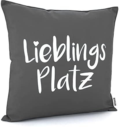 heimtexland ® Outdoorkissen 45x45 Dekokissen Outdoor Garten Lounge Deko Kissen Typ839 Lieblingsplatz Anthrazit