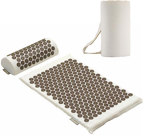 Fitleap Akupressurmatte mit Kissen, Massage Matte zur wohltuenden Entspannung und Stimulation der Muskulatur, Akupunktur Matte zur Linderung von Rückenschmerzen und Nackenschmerzen