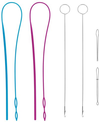 6 Stück wendenadel Durchziehnadel Lang, Durchziehnadel Loop Turner Nadeleinfädler Für Nähmaschinen, Einfädelhilfen Aus Kunststoff, Einfädelhilfen Pinzetten Aus Metall Für Stoffgürtel Streifen