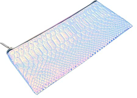 minkissy Travel Makeup Bag Sequin Design Fish Scale Textured Toiletry Bag Portable Shiny Cosmetic Storage Case