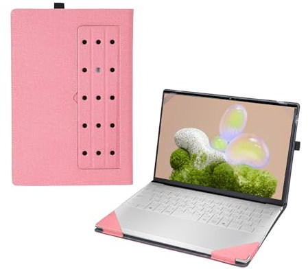 Laptop Cover for DELL XPS 13 9350 9345 9340 9315 XPS 13 Plus 9320 All-Inclusive 13.4 2-in-1 PU Leather Inner Pocket Cover (Pink)