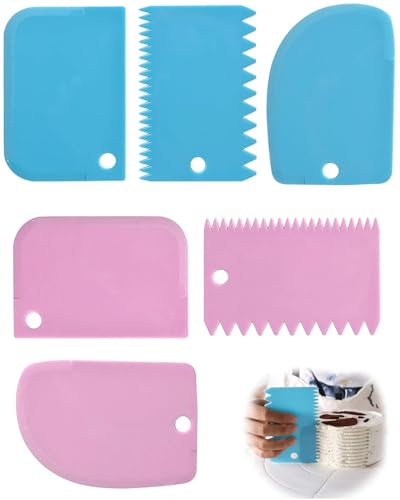 TPZORJX 6 x Cake Scrapers, Dough Card Plastic, Dough Card Dough Scraper Card Dough Cutter Dough Spatula Made of Plastic Spatula Cream Scraper for Kitchen Baking Cake Fondant Icing