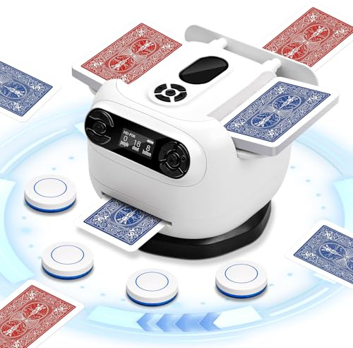 Pakinui Barajador y Repartidor de Cartas 2 en 1, Mezclador de Cartas Automática Recargable, Card Shuffler Machine con Rotación de 360°, Apta para UNO, Blackjack, Texas Hold'em y Otros Juegos