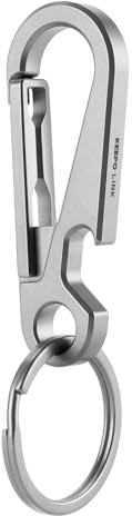 KEEPO LINK Titanium Carabiner Keychain Clip with Bottle Opener, Small Carabiner Clip EDC Keychain Holder for Men Women, OLM02