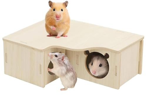 lrgnixs Hamster Hide Hamster Corner House, 3 Wooden Hamster House for Nesting and Sleeping, Hamster Hideout for Syrian Hamsters, Gerbils, Chinchillas, Guinea Pigs and Small Animals