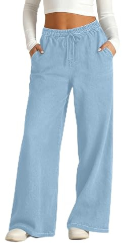 Elastic Waist Jeans for Women Wide Leg Casual Baggy Boyfriend High Waisted Barrel Trousers Fashion Elasticated Going Out Denim Pants Streetwear Work Party Cosy Pull On Pants 2026 Straight Leg Jeans