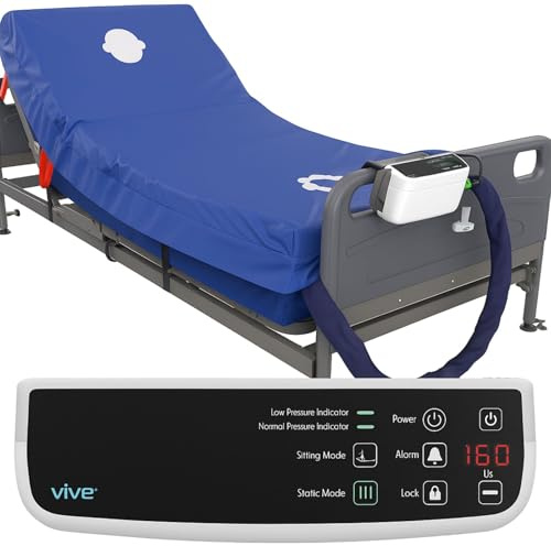 Vive 8 Alternating Pressure Mattress - Low Air Loss Hospital Replacement Mattress - Medical Bed Topper for Pressure Ulcers and Bed Sores - Variable, Inflatable Pressure Pump System