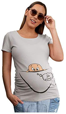 fashwork Maglietta Premaman STO arrivando - Bimbo Che esce dalla Zip - Idea Regalo