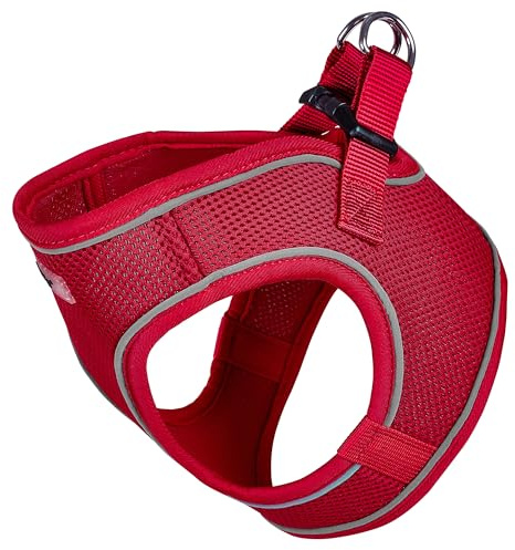 Voyage Dog Harness, Large - Anti Pull, Escape Proof Harness, Lightweight & Durable, Reflective Trim, Breathable Padded Mesh, Easy Fit, Lead Attachment - Large, Red