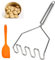 Schiacciapatate da Cucina in Acciaio Inox 25 cm Passaverdura Manico Ondulato per Frutta Patate con Spatola in Silicone 21cm