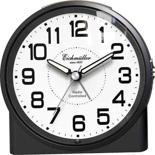 Eichmüller Funkwecker klassisch mit Licht, Alarm, Schlummer und Leuchtzeiger