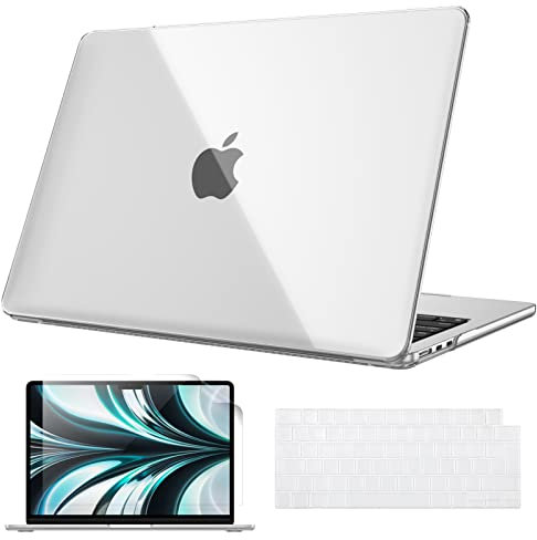 Fintie Hülle Kompatibel mit MacBook Air M4 M3 M2 13.6 Zoll (2025-2022) A3240 A3113 A2681, Ultradünne Hartschale Schutzhülle Snap Case + Tastaturabdeckungen + Displayschutzfolie, Transparent