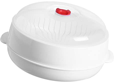 KICHOUSE Cuiseur Vapeur Micro-Ondes avec Couvercle Ventilé Support de Cuisson pour Poissons et Dumplings Pratique et Anti-scalding