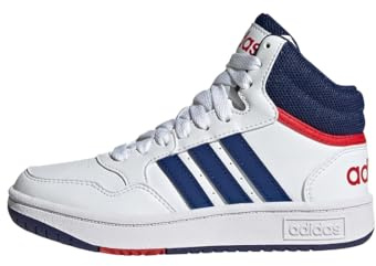 adidas Unisex - Bambini Hoops Mid Shoes, Cloud White / Victory Blue / Scarlet, 30 1/2 EU