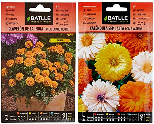 Semillas Batlle Clavelon de la India MOUGLI & Caléndula semi alta doble variada