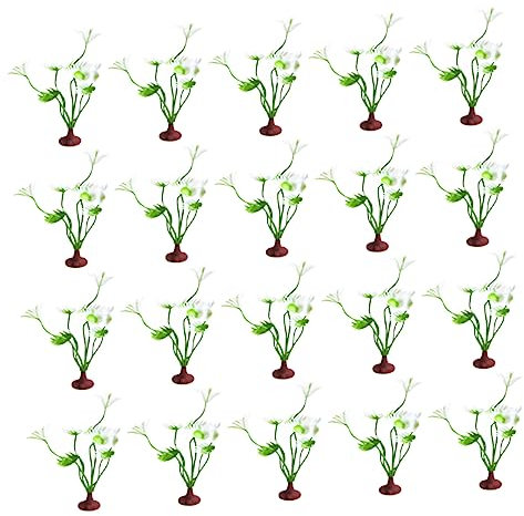 Ipetboom 20pcs Simulated Water Grass Artificial Aquarium Plants for Fish Tank Decoration Base Miniature Landscape Ornament
