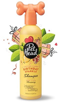 Pet Head Birthday Sparkle Hundeshampoo | Zuckerwatte-Duft | Pflegt und beruhigt empfindliche Haut | Geburtstagsgeschenk für einen Hund | Vegan | Sanfte Formel für Hunde und Welpen | 300ml