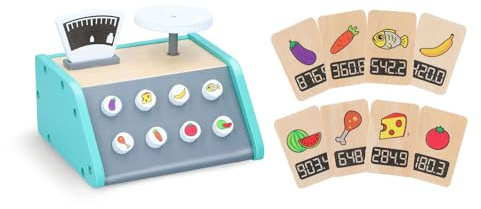Taylor & Brown Wooden Kitchen Scale Playset - Colourful Toy Scale for Pretend Play Kids Cashier, Shopkeeper and Supermarket Shopping Toddlers Boys Girls - For 2 Years Old and Up