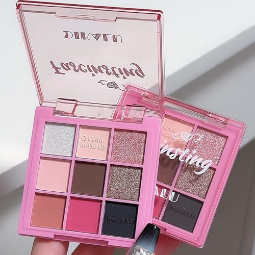 Pink Eyeshadow Palette Brown Black Pink Matte Glitter Eye Shadow Pallets For Women, Highly Pigmented Long Lasting Pink Smokey Eyeshadow Make-Up Palettes Waterproof Blendable Pink Eyeshadow Palette