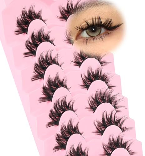 Veleasha Lot de 7 paires de faux cils de manga - Cils de chat - Cils doux - Cils artificiels - Cils d'anime (sirène)