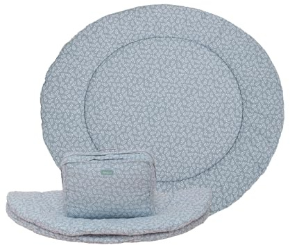 Molis&Co - Krabbeldecke 100x5 cm - 100% Baumwolle (OEKO-TEX) - Multifunktionale Spielmatte, Dick & Weich Gepolstert - Ideal als Babydecke & Spieldecke - Blue Garden