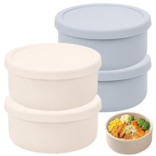 VEGOATY Set di 4 scatole per pizza con coperchio, ideali per la fermentazione e l'impatto di pasta, rotonde 14,5 x 6,5 cm, pieghevoli