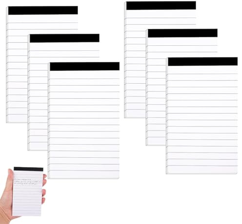 6 Pezzi Block Notes Piccoli A7, Mini Block Notes 30 Fogli per Quaderno con Righe Orizzontali, Fogli Protocollo Righe, Portatile Taccuino Tascabile per Elenchi di Cose da Fare in Ufficio e Nello Studio