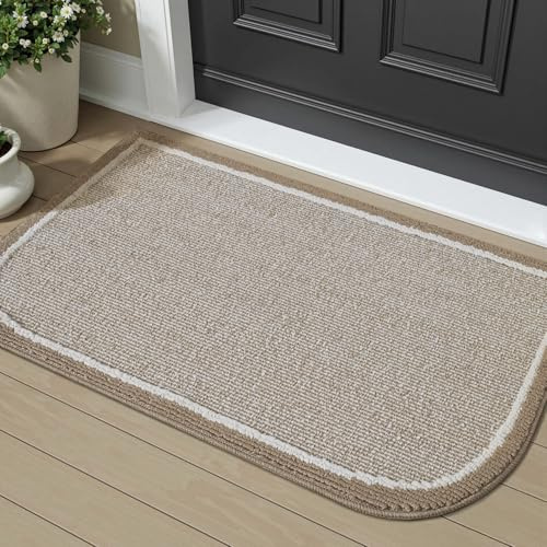 SIXHOME Felpudo Entrada 40x60cm, Alfombra Antideslizante para Interiores con Ribete Duradero, Tapete Entrada Lavable Que Atrapa la Suciedad, Felpudo Absorbente para el Pasillo, la Cocina, Caqui