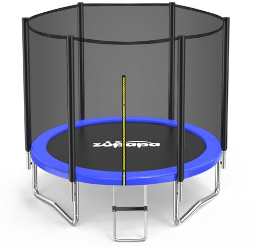 Zupapa Cama Elástica (244cm de Diámetro) Resistente con Red de Seguridad y Escalera Antideslizante para Niños y Adultos, Diversión Familiar al Aire Libre en el Patio