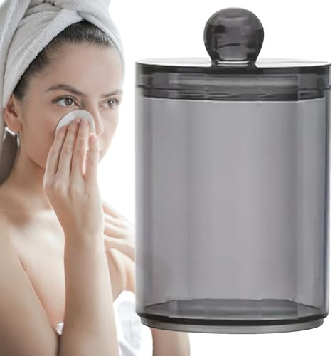 Dispensador de hisopos algodón – Caja negro, contenedor almacenamiento acrílico transparente, organizador tocador baño moderno, diseño tapa transparente a prueba polvo | Soporte para bolas bastoncillo