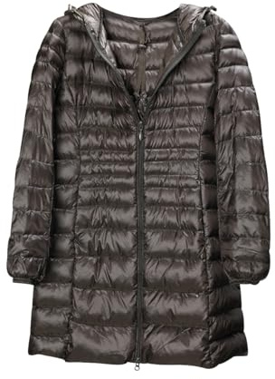 Doudoune Legere Femme Longue Capuche Veste Doudoune Légère Duvet Fine Veste Matelassée Puffer Jacket Women Blouson Matelassé Femme Pliable Hiver Chaud Mi Saison Grande Taille Chic Voyage